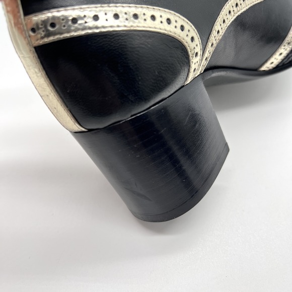 LAURENCE DACADE Victoria Heeled Lace Up Brogue Womens 38.5 Black Gold Leather - Picture 14 of 16
